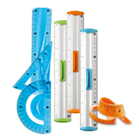 Zestawy geometryczne, Linijki, Ekierki, Kątomierz, Cyrkiel